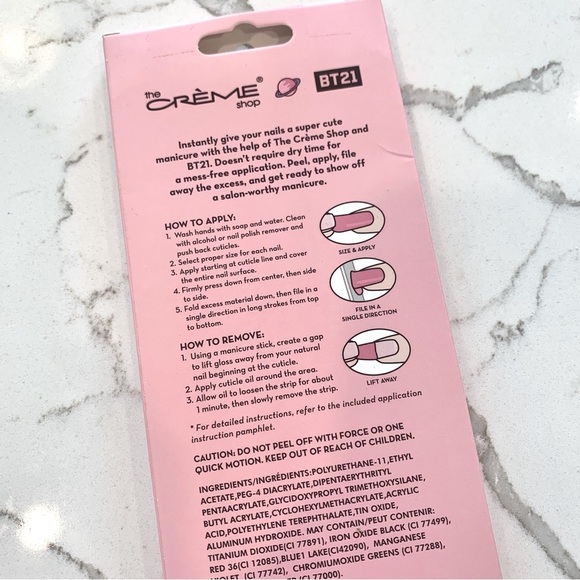 Blush Pink White BT21 RJ Gel Nail Strip Kit Nail Decals Manicure Set - Picture 2 of 2